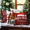 G128 Christmas Decoration Farmhouse Pine Spruce Waterproof Throw Pillow Covers | 18 x 18 in | Set of 4, Beautiful Cushion Covers for Christmas Sofa Couch Decoration